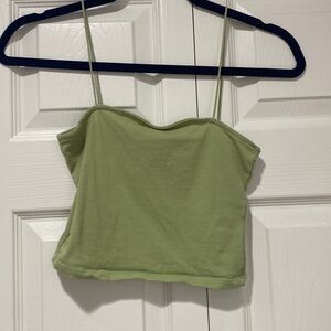 Green crop tank top